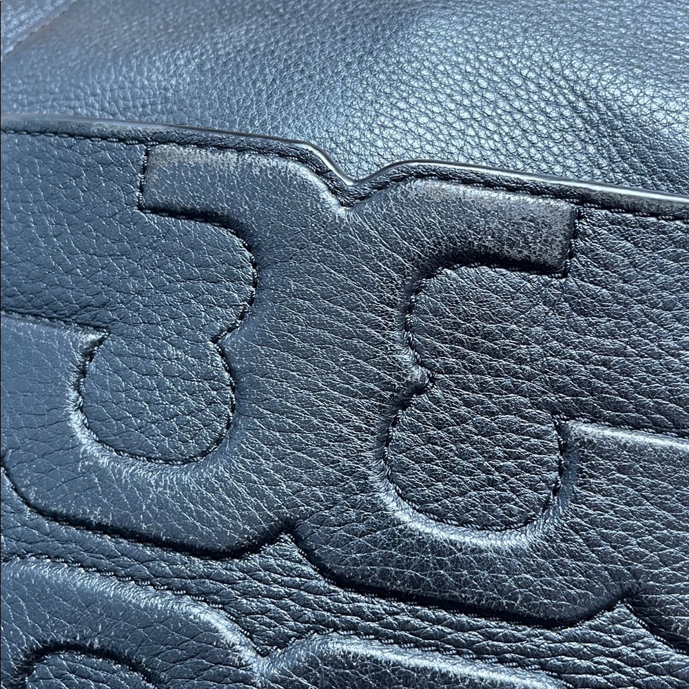 Tory Burch Bombe T Black Leather Double Handle Satchel - Picture 2 of 11